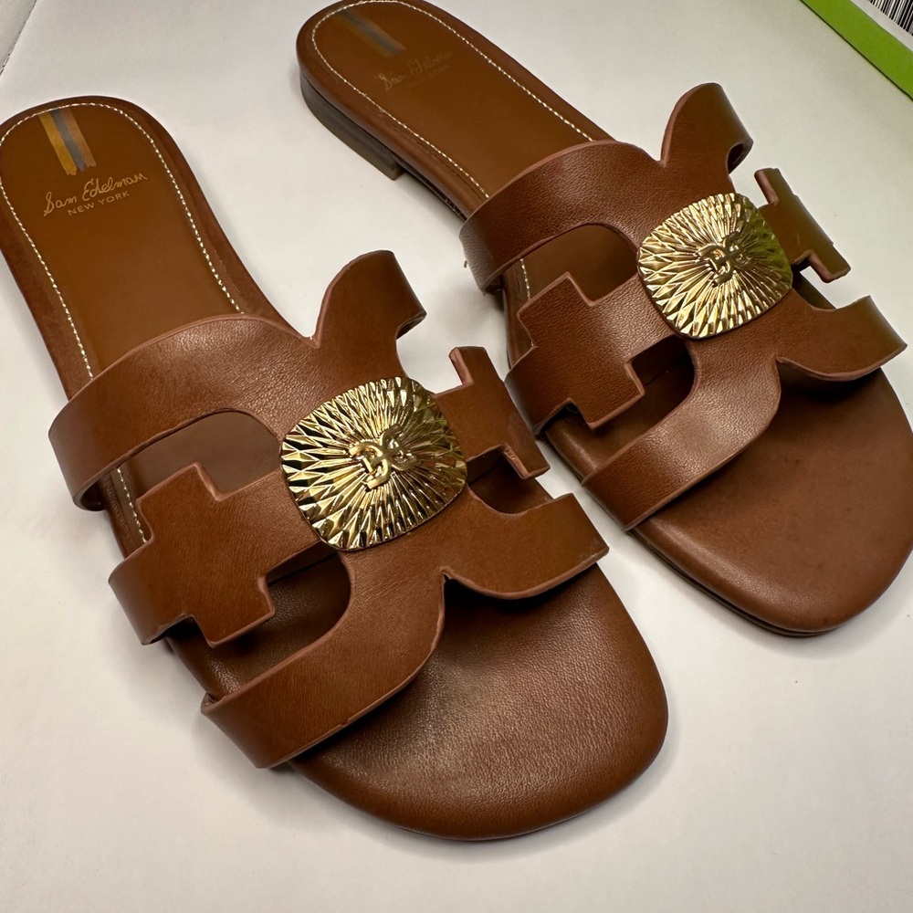 Sam Edelman Brown Sandals with Gold Accent